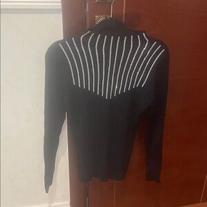 INC International Concepts Black Sweater with Silver Stripes